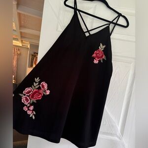 ROMWE Rose Appliqué Strappy Dress